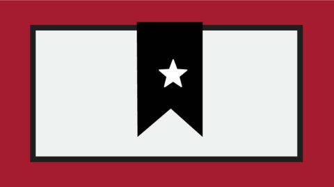 Icon showing shapes of a bookmark and a star.