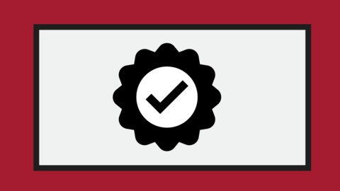 Icon showing a checkmark surrounded by a circle with scalloped edges. 