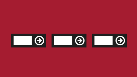 Icon showing three rectangles arranged in a row, each containing a white rectange representing text and an arrow icon.