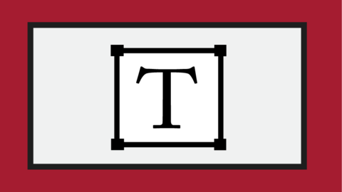 Icon showing an uppercase T enclosed in a square frame with handles at each corner.
