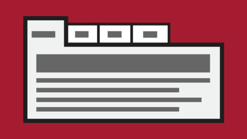Icon showing a row of four small rectangles, each with a line representing text, followed by a wide rectangle containing lines representing text.