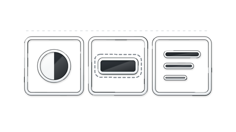 An icon that represents aspects of a design system.