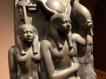 Group Statue of King Menkaure and Two Godesses