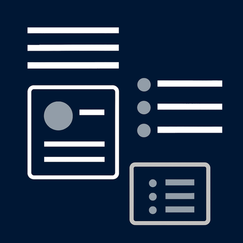 Illustration of simple document outlines with structured headings, bullet points, and consistent spacing.